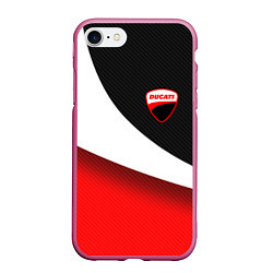 Чехол iPhone 7/8 матовый Ducati - красно-черный, цвет: 3D-малиновый