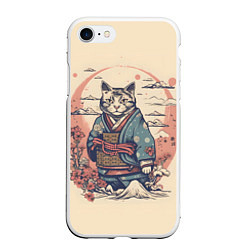 Чехол iPhone 7/8 матовый Кот-самурай, цвет: 3D-белый