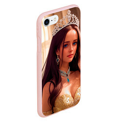 Чехол iPhone 7/8 матовый Девушка принцесса в алмазных украшениях, цвет: 3D-светло-розовый — фото 2