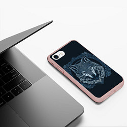 Чехол iPhone 7/8 матовый Волк, векторный орнаментализм, цвет: 3D-светло-розовый — фото 2