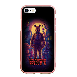 Чехол iPhone 7/8 матовый Five Nights at Freddys horror, цвет: 3D-светло-розовый