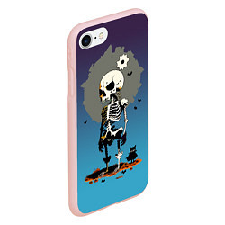 Чехол iPhone 7/8 матовый Funny skeleton - neural network - halloween, цвет: 3D-светло-розовый — фото 2