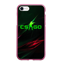 Чехол iPhone 7/8 матовый CSGO green logo, цвет: 3D-малиновый