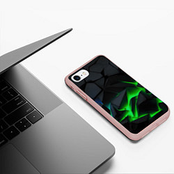 Чехол iPhone 7/8 матовый Зеленый и синий неон, цвет: 3D-светло-розовый — фото 2