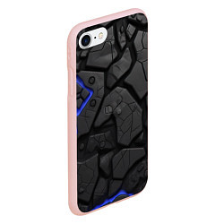 Чехол iPhone 7/8 матовый Черные плиты с синей вставкой, цвет: 3D-светло-розовый — фото 2