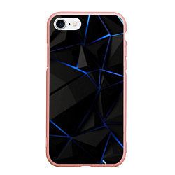 Чехол iPhone 7/8 матовый Black blue style, цвет: 3D-светло-розовый