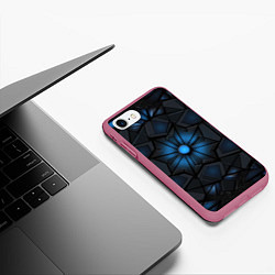 Чехол iPhone 7/8 матовый Калейдоскопные черные и синие узоры, цвет: 3D-малиновый — фото 2