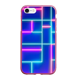 Чехол iPhone 7/8 матовый Неон линии, цвет: 3D-малиновый