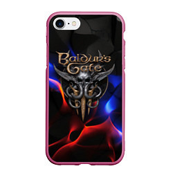 Чехол iPhone 7/8 матовый Baldurs Gate 3 blue red fire, цвет: 3D-малиновый