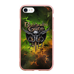 Чехол iPhone 7/8 матовый Baldurs Gate 3 logo dark green fire