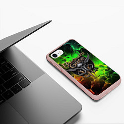 Чехол iPhone 7/8 матовый Baldurs Gate 3 logo dark red green fire, цвет: 3D-светло-розовый — фото 2