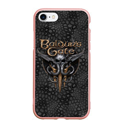 Чехол iPhone 7/8 матовый Baldurs Gate 3 logo dark black, цвет: 3D-светло-розовый