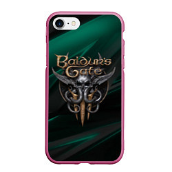 Чехол iPhone 7/8 матовый Baldurs Gate 3 logo green geometry, цвет: 3D-малиновый