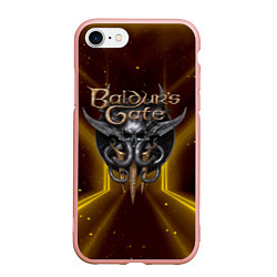 Чехол iPhone 7/8 матовый Baldurs Gate 3 logo black gold, цвет: 3D-светло-розовый
