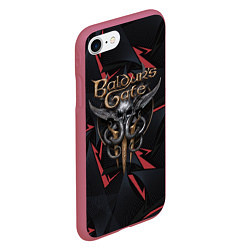 Чехол iPhone 7/8 матовый Baldurs Gate 3 logo dark red, цвет: 3D-малиновый — фото 2