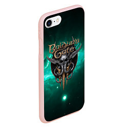 Чехол iPhone 7/8 матовый Baldurs Gate 3 logo green, цвет: 3D-светло-розовый — фото 2