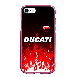 Чехол iPhone 7/8 матовый Ducati- красное пламя, цвет: 3D-малиновый