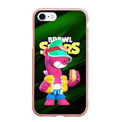 Чехол iPhone 7/8 матовый Doug Brawl stars dark green, цвет: 3D-светло-розовый