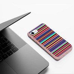 Чехол iPhone 7/8 матовый Яркие полоски, цвет: 3D-светло-розовый — фото 2
