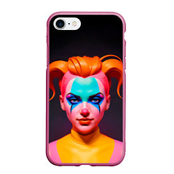Чехол iPhone 7/8 матовый Девушка клоун с жёлтыми волосами, цвет: 3D-малиновый
