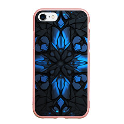 Чехол iPhone 7/8 матовый Синий абстрактный узор на плитах, цвет: 3D-светло-розовый