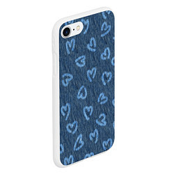 Чехол iPhone 7/8 матовый Hearts on denim, цвет: 3D-белый — фото 2