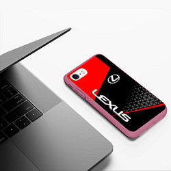 Чехол iPhone 7/8 матовый Lexus - red sportwear, цвет: 3D-малиновый — фото 2