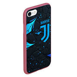 Чехол iPhone 7/8 матовый Juventus abstract blue logo, цвет: 3D-малиновый — фото 2