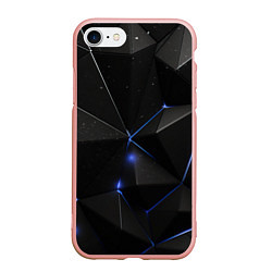 Чехол iPhone 7/8 матовый Black geometry texture, цвет: 3D-светло-розовый