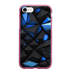 Чехол iPhone 7/8 матовый Blue black texture, цвет: 3D-малиновый