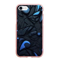 Чехол iPhone 7/8 матовый Blue black abstract texture, цвет: 3D-светло-розовый
