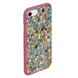 Чехол iPhone 7/8 матовый Мозаика белая разноцветная, цвет: 3D-малиновый — фото 2