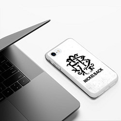 Чехол iPhone 7/8 матовый Nickelback glitch на светлом фоне, цвет: 3D-белый — фото 2