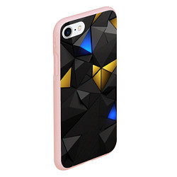Чехол iPhone 7/8 матовый Black yellow geometry, цвет: 3D-светло-розовый — фото 2