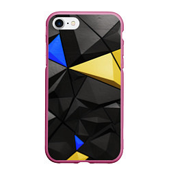 Чехол iPhone 7/8 матовый Black yellow elements, цвет: 3D-малиновый