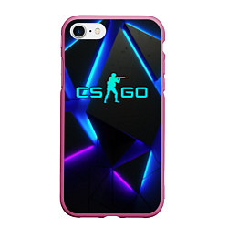 Чехол iPhone 7/8 матовый CSGO neon geometry, цвет: 3D-малиновый