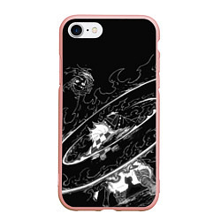 Чехол iPhone 7/8 матовый Танджиро против луны - Клинок демонов, цвет: 3D-светло-розовый