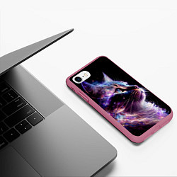 Чехол iPhone 7/8 матовый Галактический кот, цвет: 3D-малиновый — фото 2