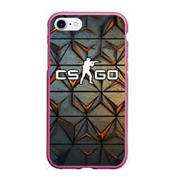 Чехол iPhone 7/8 матовый CSGO объемные плиты, цвет: 3D-малиновый