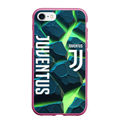 Чехол iPhone 7/8 матовый Juventus green neon, цвет: 3D-малиновый