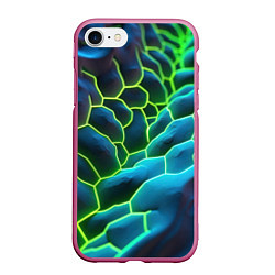 Чехол iPhone 7/8 матовый Зеленые текстурные плиты, цвет: 3D-малиновый