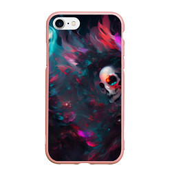 Чехол iPhone 7/8 матовый Череп - красочная фантазия - нейросеть, цвет: 3D-светло-розовый