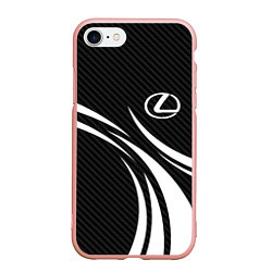 Чехол iPhone 7/8 матовый Lexus - carbon line, цвет: 3D-светло-розовый