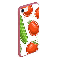 Чехол iPhone 7/8 матовый Помидоры и огурцы, цвет: 3D-малиновый — фото 2