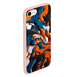 Чехол iPhone 7/8 матовый Акриловые краски - оранжевые, цвет: 3D-светло-розовый — фото 2