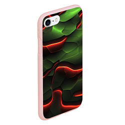 Чехол iPhone 7/8 матовый Объемные красно зеленые плиты, цвет: 3D-светло-розовый — фото 2