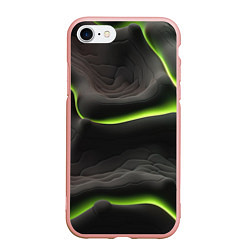 Чехол iPhone 7/8 матовый Green black texture, цвет: 3D-светло-розовый