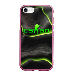 Чехол iPhone 7/8 матовый CSGO green black logo, цвет: 3D-малиновый