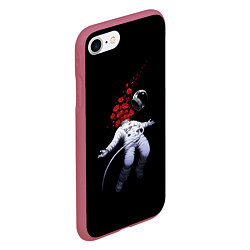 Чехол iPhone 7/8 матовый Скафандр и розы, цвет: 3D-малиновый — фото 2