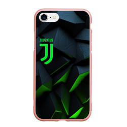Чехол iPhone 7/8 матовый Juventus black green logo, цвет: 3D-светло-розовый